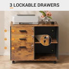 DEVAISE 3-Drawer File Cabinet with Lock, Wood Filing Cabinet, Rustic Brown - Image 6