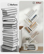 XBurmo 6 Tier Tree Bookshelf - Small Bookcase, Compact Book Tower with Drawer, Corner Bookshelf for Bedroom, Living Room and Home Office Storage, White - Image 4