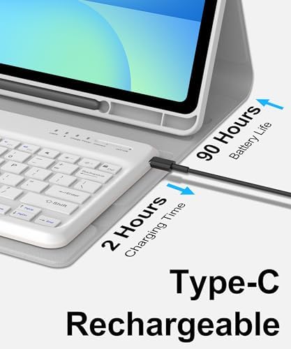 Keyboard Case for Samsung Galaxy Tab S10 FE+ Plus 13.1'' 2025 Detachable Wireless Keyboard for Galaxy Tablet S10FE+ Case with S Pen Holder, Protective Folio for Samsung Tab S10 FE Plus Keypad, Grey - Image 4