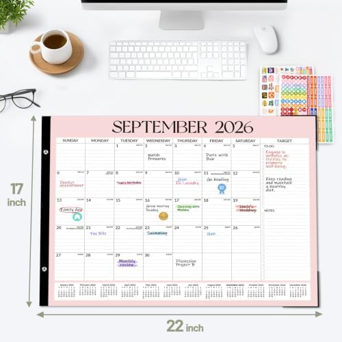 Forvencer 2027 Desk Calendar, Planner Sept 2026 - Jun 2028, 22 Month 22x17" - Image 6
