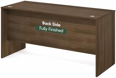 Furinno Roger Computer Desk, 60 Inch Rectangular Executive Desk with Modesty Panel, Home Office Desk with Thick Tabletop, Desk Cord Grommet, Scratchproof, for Home Study, Office, Modern Walnut - Image 5