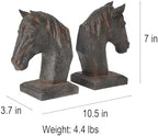 Braxio Horse Bookends Vintage Decor - Set of 2 Antique Rust Finished Horse Head Book Ends for Shelves Desk Office Decor Gifts 5.3 x 3.7 x 7 Inches - Image 5