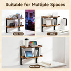 Clamp on Desk Shelf,2-Tier Office Desk Shelves Organizer, Expandable Under Desktop Storage,Wood Desktop Storage Rack for Home Workspace, Study Rooms,Gaming Devices (Brown) - Image 7