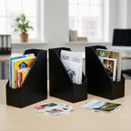 UnionBasic Leatherette Magazine File Holder Set of 4, Black - Image 2
