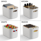 ORGIDOL 12 Pack White Plastic Storage Bins, Storage Container for Organizing, Storage Boxes with Handle for Shelves, Cute Organizer Bins for Craft, Snacks, Pantry, Cabinet, 9.69x6.7x5.7 inch - Image 5