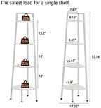 Hoctieon Corner Shelf, 4-Tier Corner Bookshelf, Rustic Corner Ladder Shelf, Industrial Display Shelf for Living Room, Kitchen, Home Office, Balcony, Small Space, Metal Frame, White - Image 2