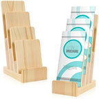 2 Pack Pine Wood Brochure Holder 4×6 Inch Literature Holder 4-Tier Countertop Trifold Flyer Display Stand Pamphlet Booklet Menu Postcard Greeting Card Organizer by Unknown