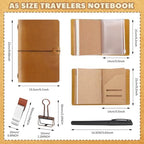 Thenshop Traveling Refillable Leather Journal Notebook, Orange, A5 Size - Image 2