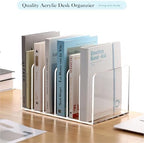 YUXUN Acrylic Magazine Holder,Clear Desk Organizer File Sorter for Notebook,Paper,Envelope,Magazine, Book Storage-Office/Home/Classroom Organization(6 Compartments,B5) - Image 6