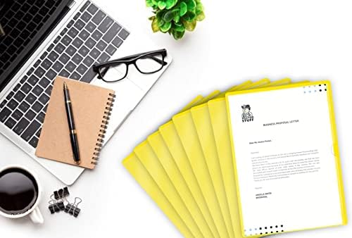 Yellow Vinyl Folders, Heavy Duty Plastic Folders with Clear Front Pocket, Doctor Stuff, Letter Size L-Type Document Holder for Home, Office and Medical, Pack of 100 - Image 5