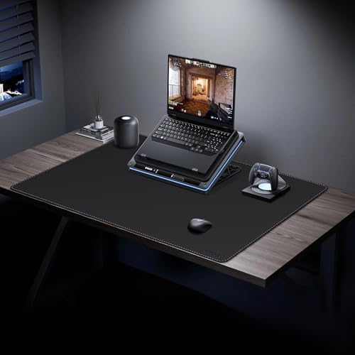 Mydours 36" x 24" XL Large Desk Mat - PU Leather Full Desk Mouse Pad, Black - Image 3