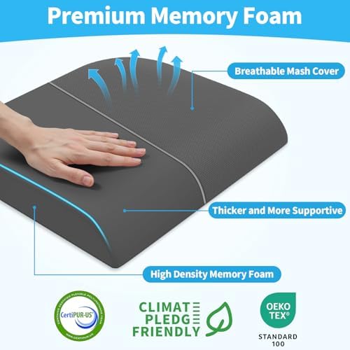 TranquilRelax XL Memory Foam Seat Cushion for Office Chair, 3.35-Inch, Gray - Image 2