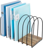 MyGift 14 Inch Large Desktop Document Holder, Premium Acacia Solid Wood and Black Metal Wire Arch 8 Section File Folder Storage Rack, Office Desk Organizer by MyGiftHome