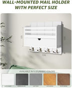 Rebee Vision Mail Organizer Wall Mount with Drawer for Living Room, White - Image 5