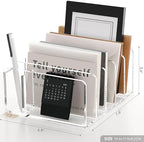 Acrylic Mail Sorter Desk Organizer with Pen Holder, 5 Compartments Clear - Image 2