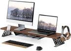Fenge Dual Monitor Stand, Wooden Desk Shelf with Headphone & Phone Holder by Fenge