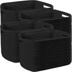 4 Pack Large Storage Baskets for Organizing, 16''Lx12''Wx8''H Woven Baskets for Storage Toys, Towels, Books, and Clothes, Cotton Rope Basket for Shelves with Handle by Unknown