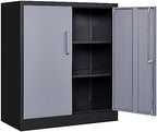 SISESOL Storage Cabinet with Doors and Shelves,36 inch Metal Storage Cabinet with Locking Doors,Small Metal Cabinets with Lock,Gray Garage Cupboard for Home Office,Garage,Shop by SISESOL