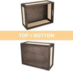 Rattan Wooden Storage Basket with Handle, Brown Set of 2 - Image 4