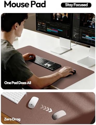 YSAGi Leather Desk Protector, Office Mat, Large Mouse Mat, Non-Slip PU Leather Blotter, Laptop Desk Mat, Waterproof Writing Pad for Office and Home(Chocolate, 63" x 17.2") - Image 4