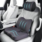 FLORICH 3 PCS Seat Cushion for Carseat Lumbar Support Pillow Car Neck Headrest Pillows Memory Foam Gel Memory Foam Massage Point Seat Pads Pressure Relief Back Cushion for Office Chair(Light Grey) by FLORICH