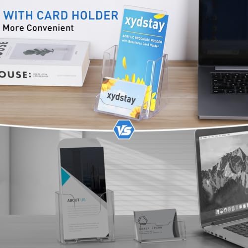 xydstay 4x9 Acrylic Brochure Holder with Business Card Holder, 4 Pack - Image 3