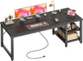 Huuger 63'' x 23.6'' Computer Desk with Power Outlets, 0.95'' Thick Desktop by Huuger
