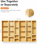 12-Piece Bamboo Drawer Organizer Set, 24 Compartments Modular Storage - Image 2