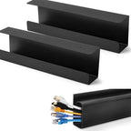 Under Desk Cable Management Tray 17 Inch, 2 Pack & Cable Management Under Desk (31.5in J Channel 2x15.7in) Bundle by ZhiYo