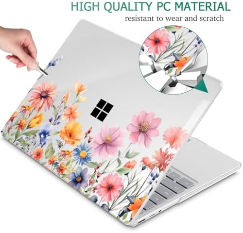 Mektron Case for 13.5" Microsoft Surface Laptop 5/4/3 with Metal Palm Rest Model 1951/1868, 2019/2021/2022 Release Plastic Hard Shell Cover with Screen Protector + Keyboard Cover, Floral P165 - Image 5