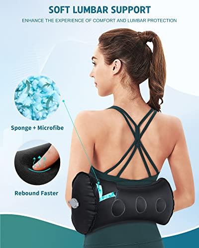 Inflatable Lumbar Pillow for Airplane Travel Lumbar Support Pillow for Car, Office Chair Back Support Office Chair Back Support for Reducing Lower Back Pain (Black) - Image 4