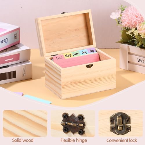 4 Pcs Wooden Index Card Holder 3x5 Notecard Recipe Box - Image 3
