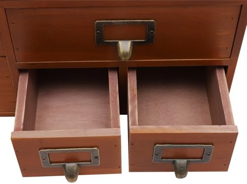 6-Drawer Desktop Storage Cabinet Tabletop Supplies Organizer Vintage Drawers for Desk Brown 18.5 * 8.66 * 12.6in - Image 5