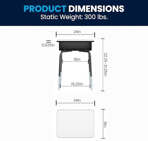 Flash Furniture Metal Student Desk with Open Book Box, Gray - Image 2