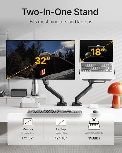 monTEK 2-in-1 Laptop & Monitor Desk Mount, Fits 12–18"Laptops & 32" Screens - Image 2