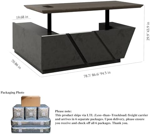 SAINTCY Professional Executive Desk with Privacy Panel & Drawers | Electric Standing Desk for Law Firms, Financial Offices & Corporate Campuses | Modern Workspace Solution (Right Return, 87 in) - Image 2
