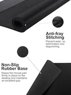 TopMade Mouse Pad with 15W Fast Wireless Charging, 31.5"x15.75" XXL Large Gaming Waterproof Desk Pad with Ultra-Smooth Surface, Non-Slip Base, Computer Desk Mat for MacBook, PC, Laptop, Black - Image 6