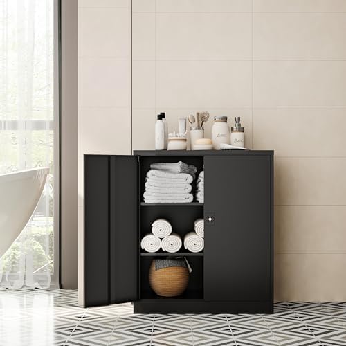 Fesbos Metal Storage Cabinet-36” Tall Steel File Cabinets with Lockable Doors and Adjustable Shelves-Black Steel Storage Cabinet for Home Office, School, Garage - Image 2