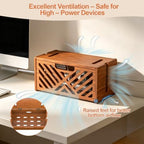 Extra Large Wooden Cable Management Box, 15.35 x 8.98 x 8.27 inches, Cord Hider Box with Cable Slots, Cable Organizer Box to Hide Power Strips, Surge Protector, Extension Cords for Desk & Floor - Image 3