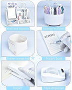 White Desk Accessories and Organizers with Desk Organizer and 360°Rotating Pen Holder stapler Pen and a Lot of Office White Office Supplies Beautifully Presented in a Gift Box - Image 4