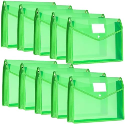 10 Pieces Plastic Expanding File Folders,Green, Horizontal by Epakh