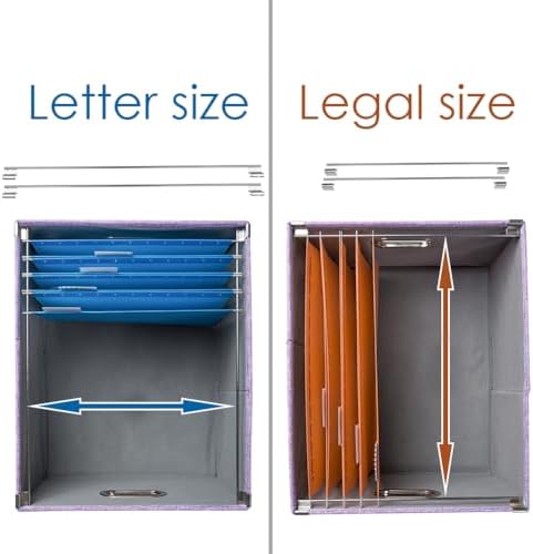 PRANDOM File Organizer Box - Set of 1 Collapsible Decorative Linen Filing Storage Hanging File Folders with Lids Office Cabinet Letter/Legal Purple (17x14x11.2 inch) - Image 6
