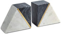 Cork & Mill Marble Bookends with Gold Brass, Grey and White, Set of 2 by CorkMill