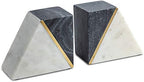 Cork & Mill Marble Bookends with Gold Brass, Grey and White, Set of 2 by CorkMill