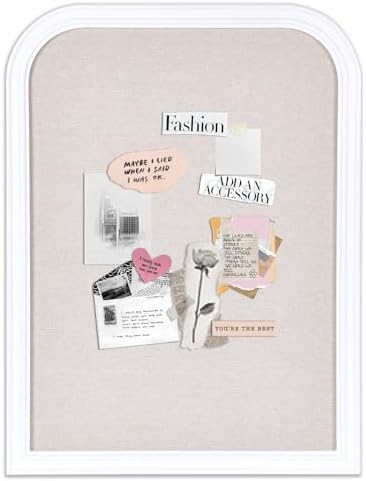 Bulletin Board with Linen, 23.6x17.7 inches Bulletin Board with White Wood Style Frame, Decorative Hanging Pin Board Vision Board Message Board for Office School Home Decor(2R&2S,L-4560,1p) by Aitakatta