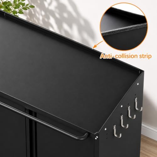 32''H Metal Storage Cabinets with Lock, Metal Garage Storage Cabinet on Wheels, Lockable Rolling Tool Chest Cabinet with Doors & Adjustable Shelves for Garage, Home, Office, Assembly Required - Image 6