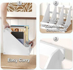 Bamboo Desk File Organizer, 3 Compartment Magazine Holder for Home Office(White) - Image 7