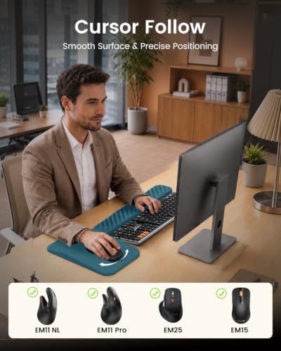 ProtoArc KMP50 Ergonomic Mouse Pad with Wrist Rest, Lycra Surface, Blue - Image 7