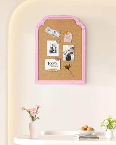 Cork Bulletin Board, 17.7"*23.6" Pin Board with Pink Frame, Decorative Hanging Message Board for Home Office School - Memos, Notes, Photos, Vision Board(PK-4560) - Image 4