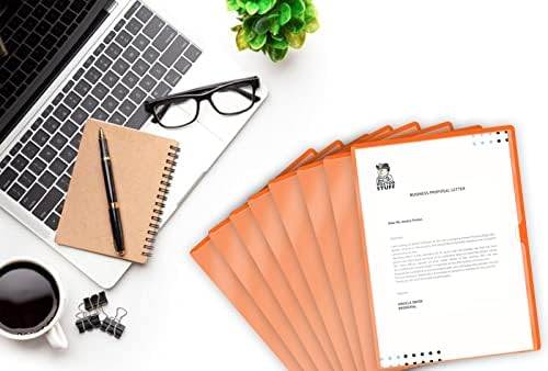 Orange Vinyl Folders, Heavy Duty Plastic Folders with Clear Front Pocket, Doctor Stuff, Letter Size L-Type Document Holder for Home, Office and Medical, Pack of 25 - Image 5